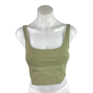 All Access Women's Green Sleeveless Square Neck Cami Sports Bra Crop Tank Top S